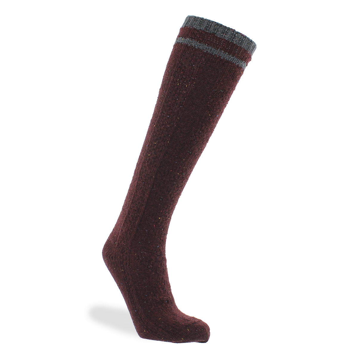 Lds 56NOversizedCable redwood tweed sock
