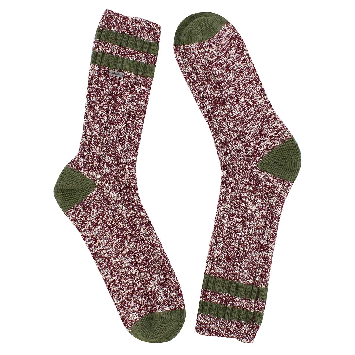 Lds VarsityStripe wine/green tall sock