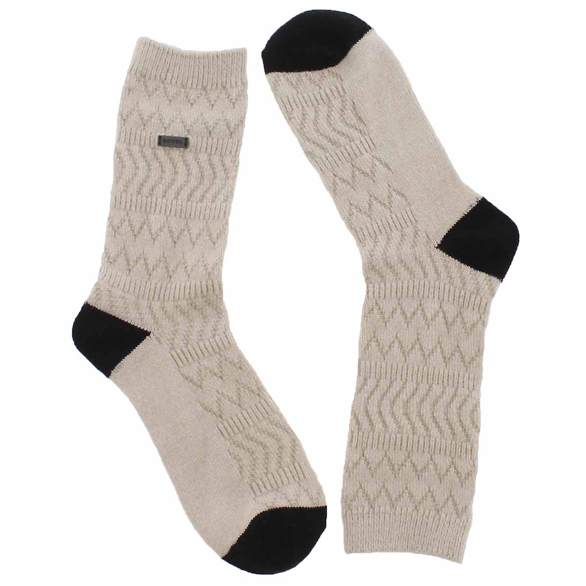 Women's BASIC MERINO WOOL fawn/wht tall socks