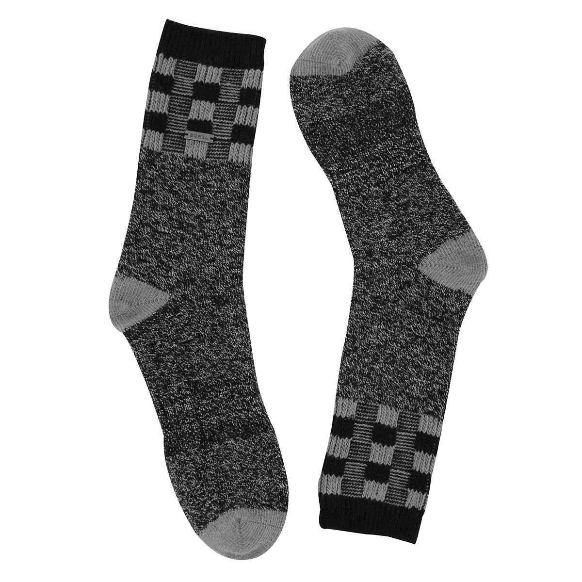 Lds Buffalo Plaid Block bk/gy tall sock