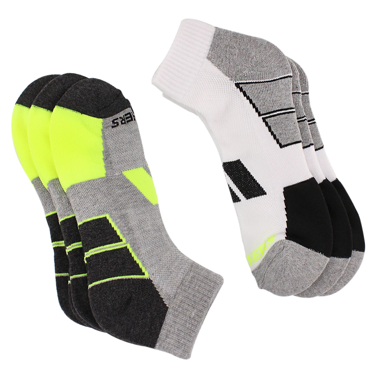 Mns 1/2 Terry Qtr Crew blk/yel 6pk sock