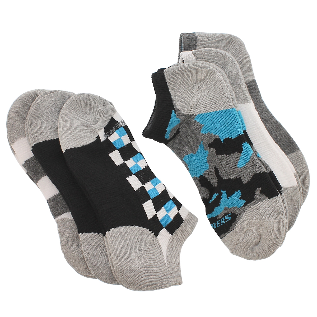 Bys 1/2 Terry Sport gry/blk 6pk low sock