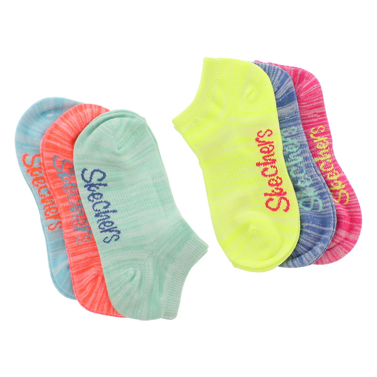 Grls Low Cut NoTerry multi MED sock 6pk