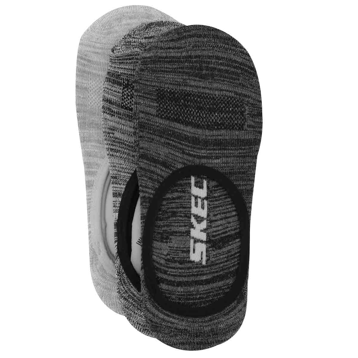 Mns 1/2 Terry No Show blk/gry liners-3pk