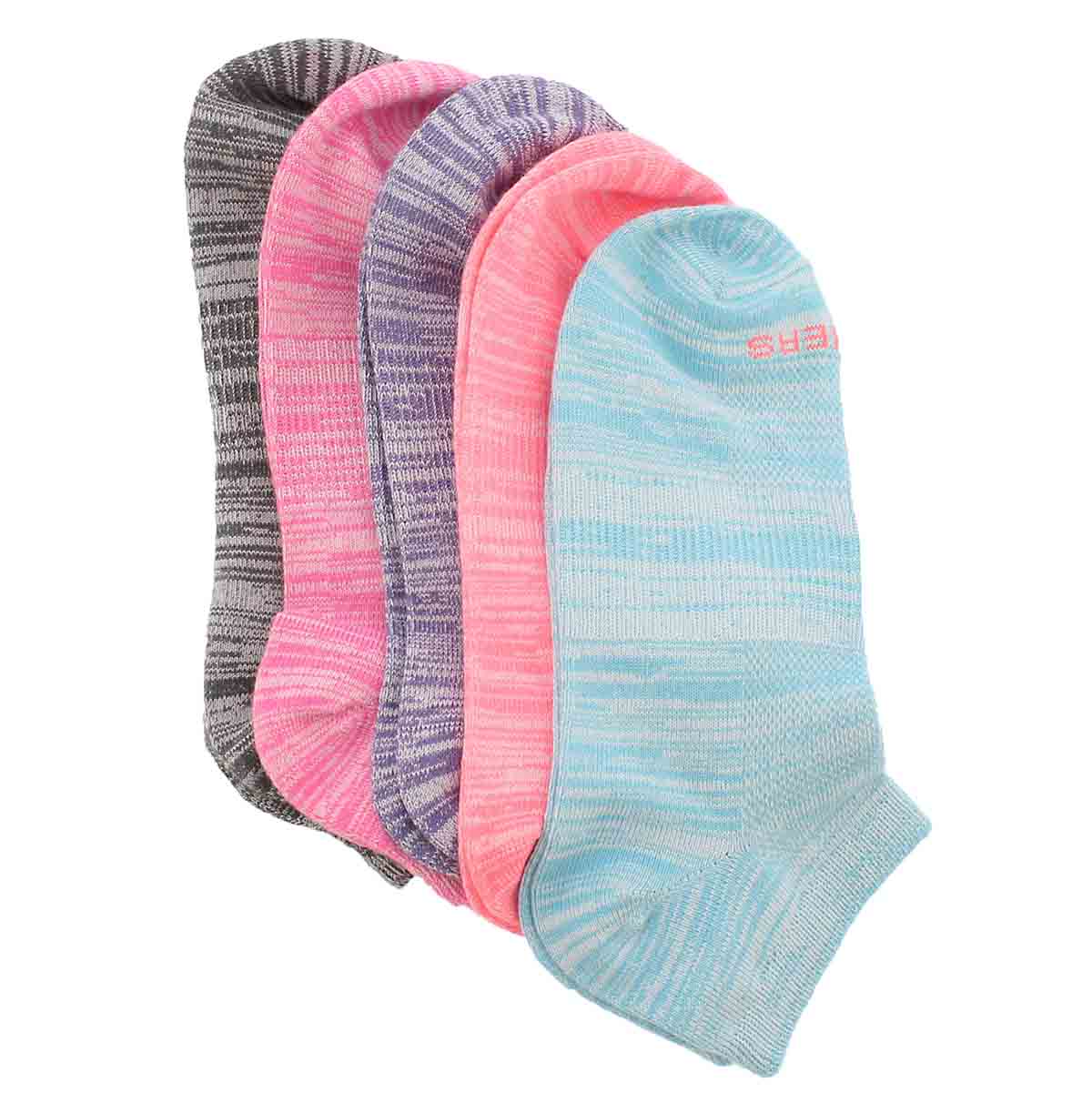 Women's LOW CUT NO TERRY pink mlti socks 5pk