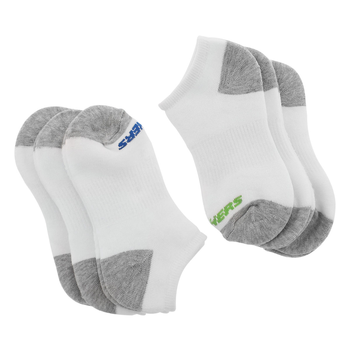 Bys NoShow FullTerry wht mlt sock 6p