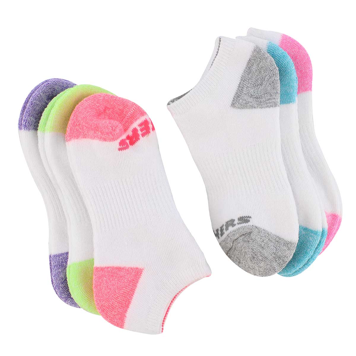 Grls NoShow FullTerry MED wht sock 6pk