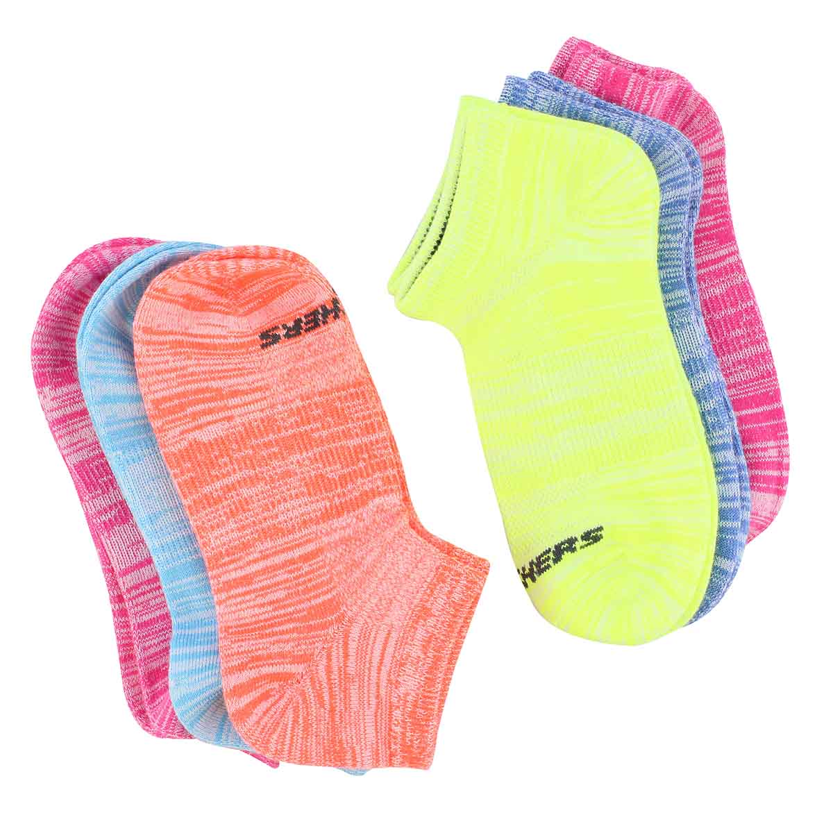 Grls Low Cut Non Terry multi sock 6 pk