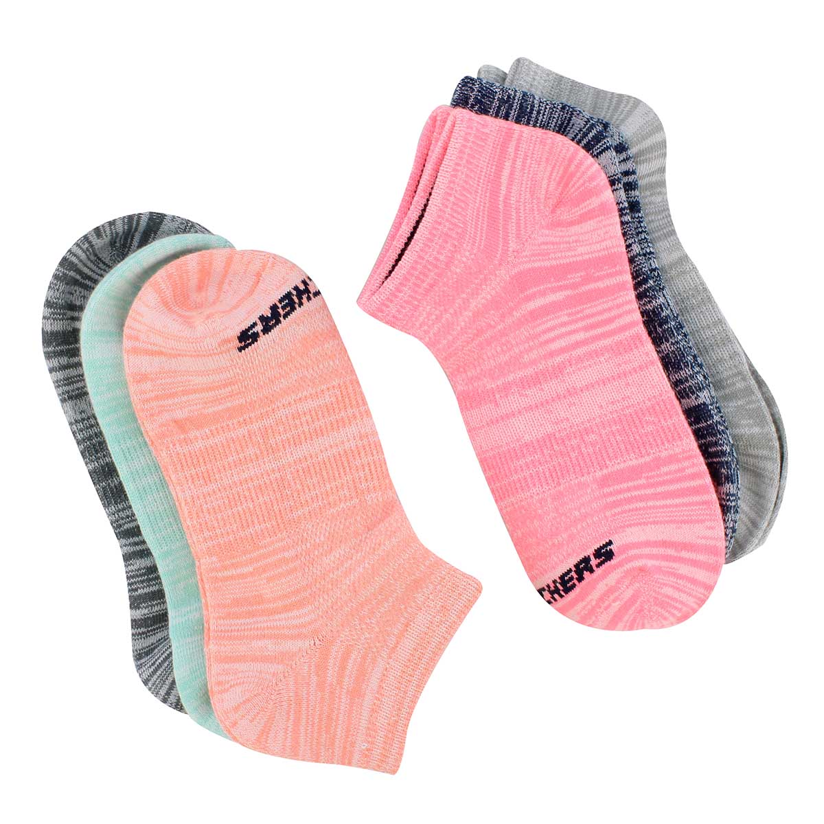 Grls Non Terry bright multi 6pk low cut