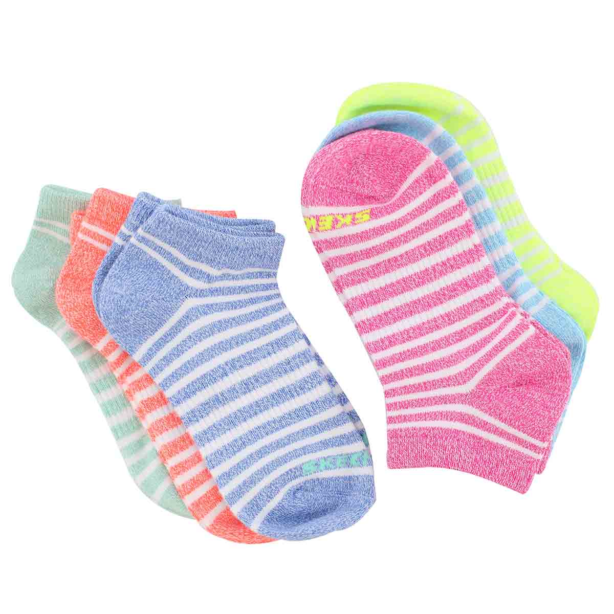 Grls Non Terry bright multi 6pk low cut