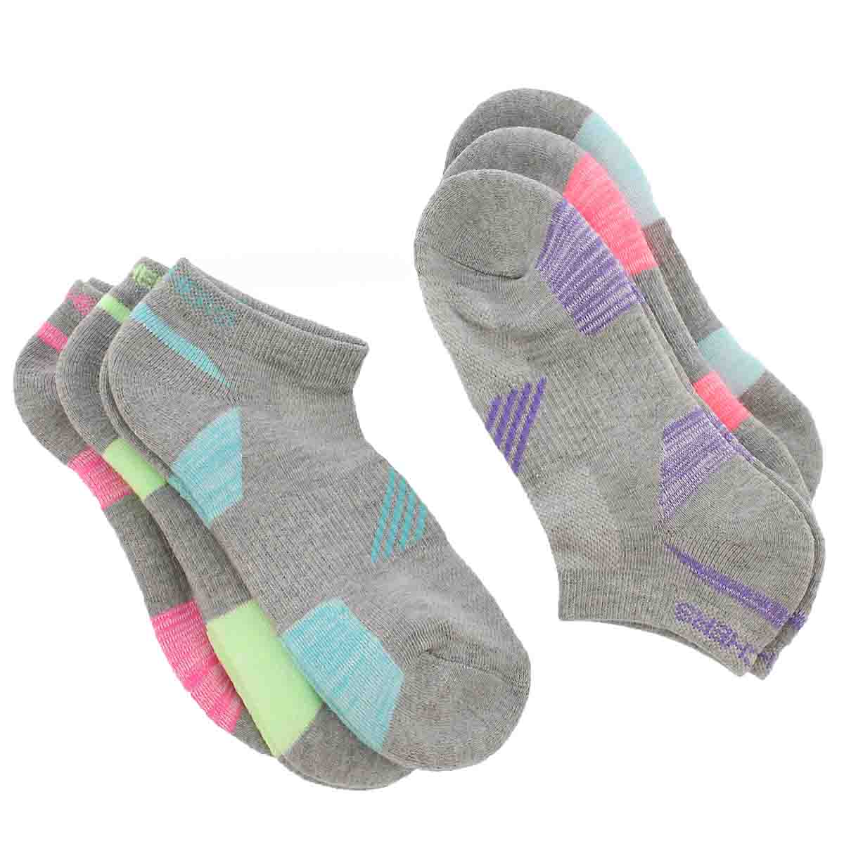 Women's LOW CUT HALF TERRY gry mlti socks 6 pk