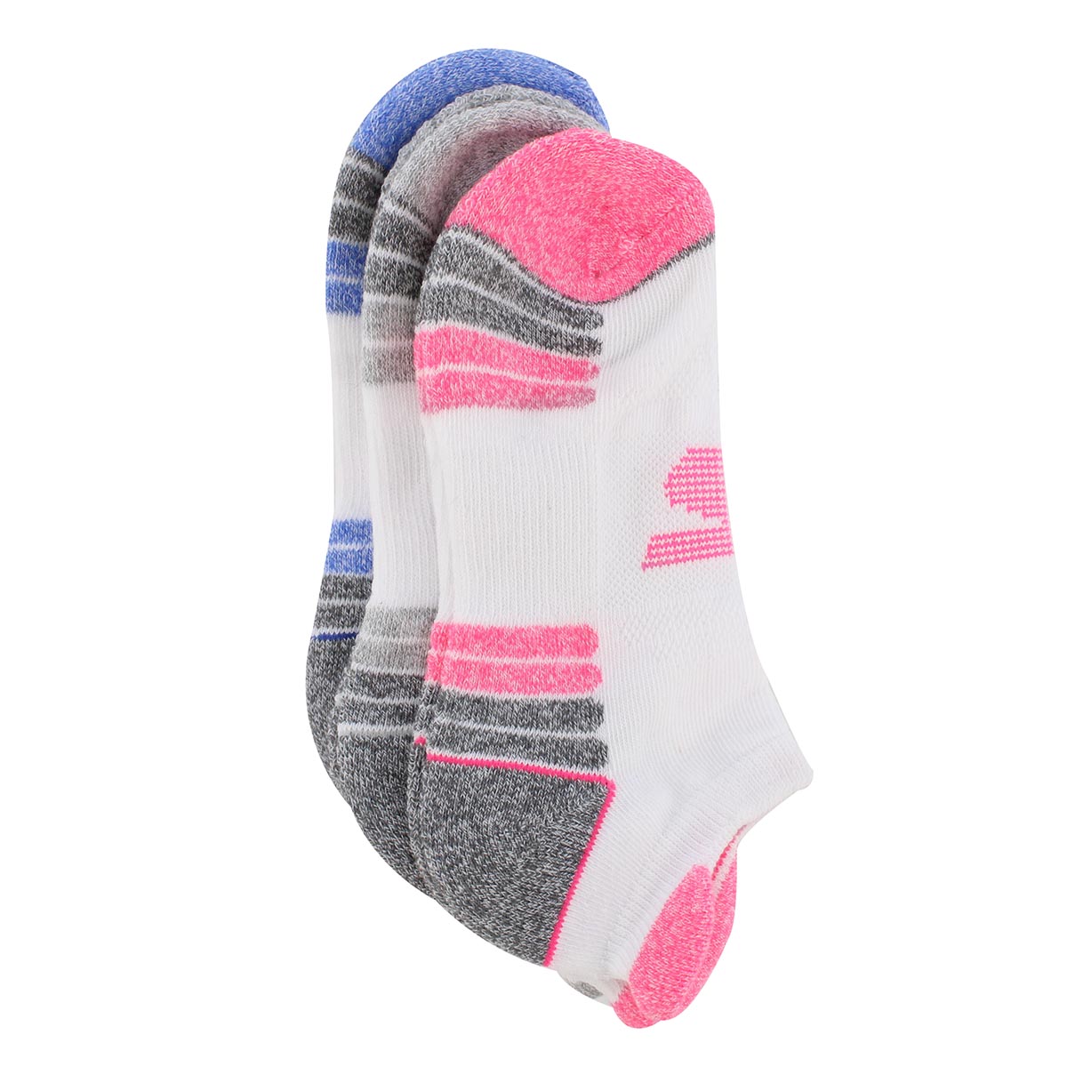 Lds Low Cut Half Terry wht/mlti sock 3pk