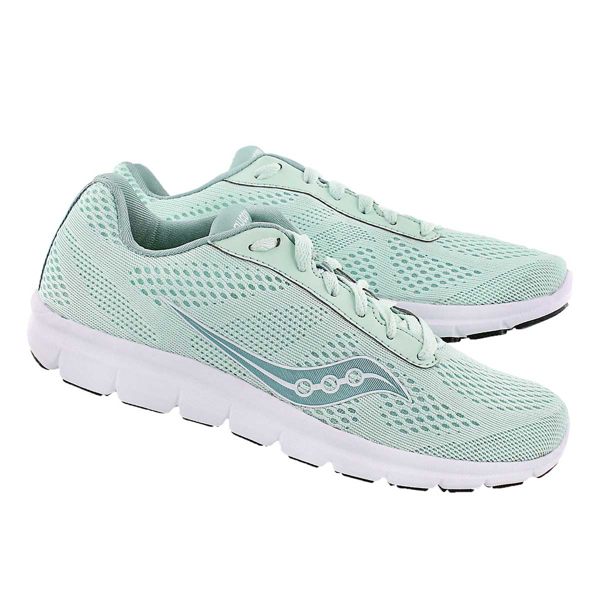 Lds Ideal mint/wht lace up running shoe