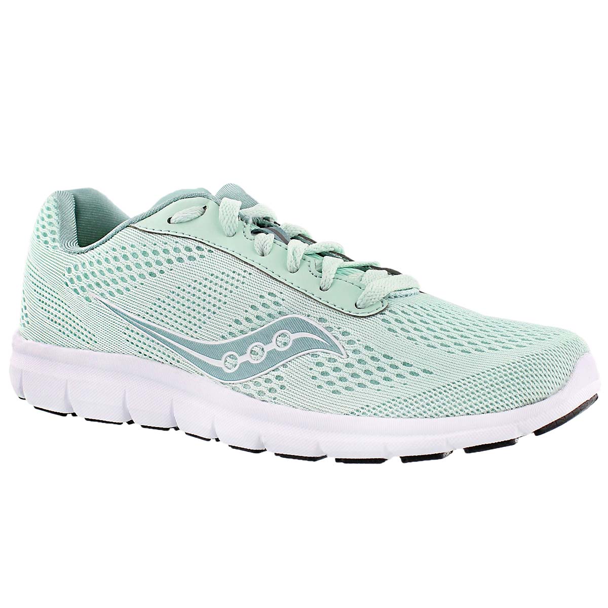 Lds Ideal mint/wht lace up running shoe