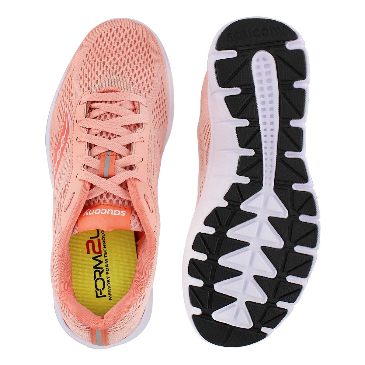 Lds Ideal coral/wht lace up running shoe