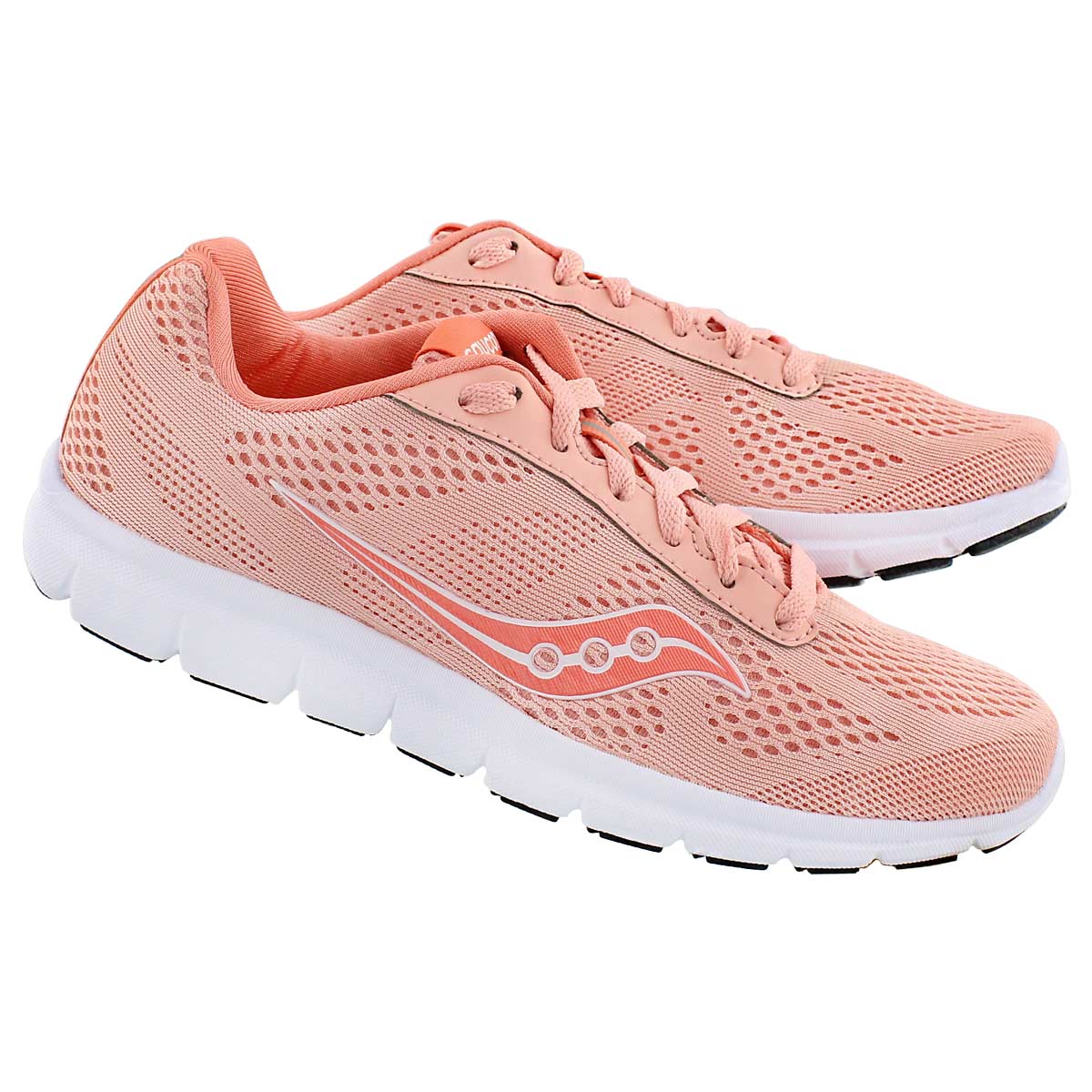 Lds Ideal coral/wht lace up running shoe