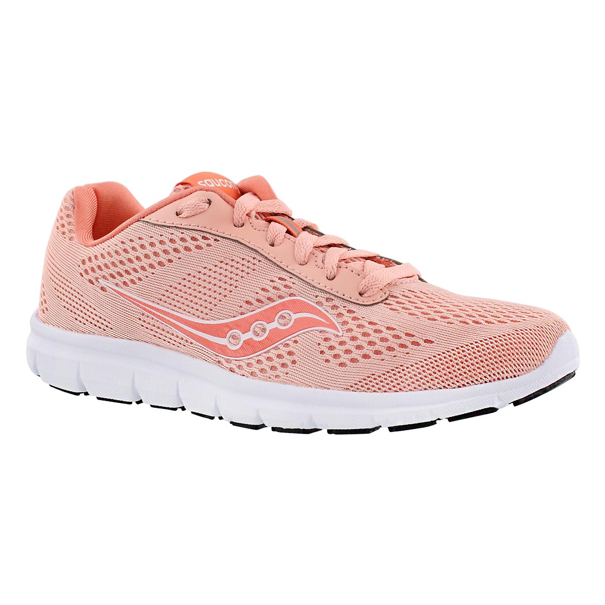 Lds Ideal coral/wht lace up running shoe