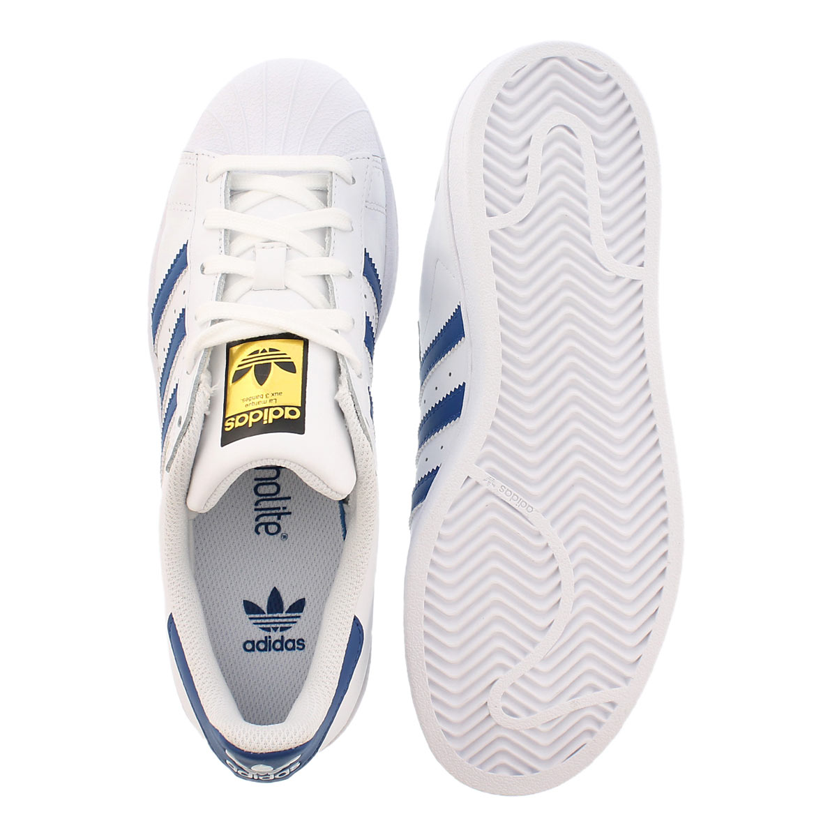 Bys Superstar wht/blu lace up sneaker