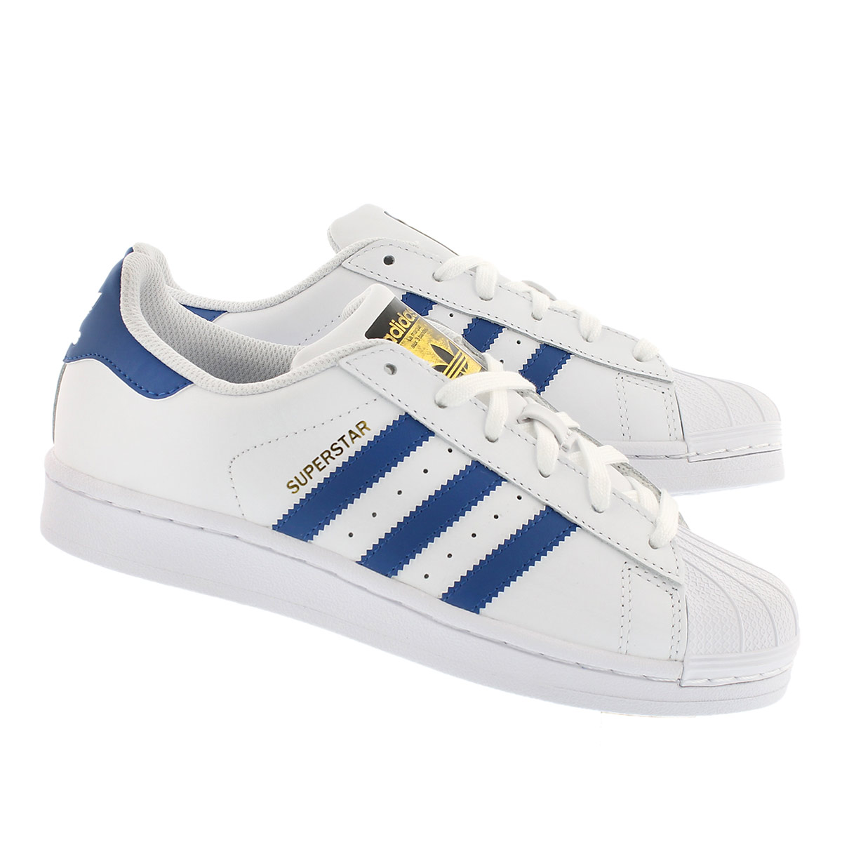 Bys Superstar wht/blu lace up sneaker