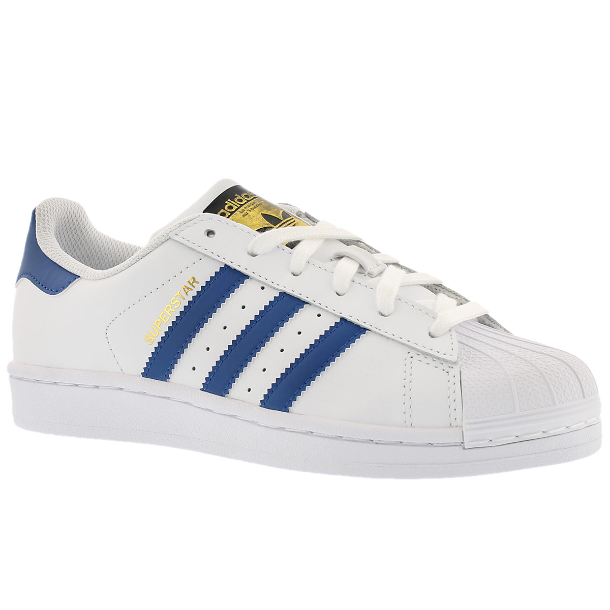 Bys Superstar wht/blu lace up sneaker