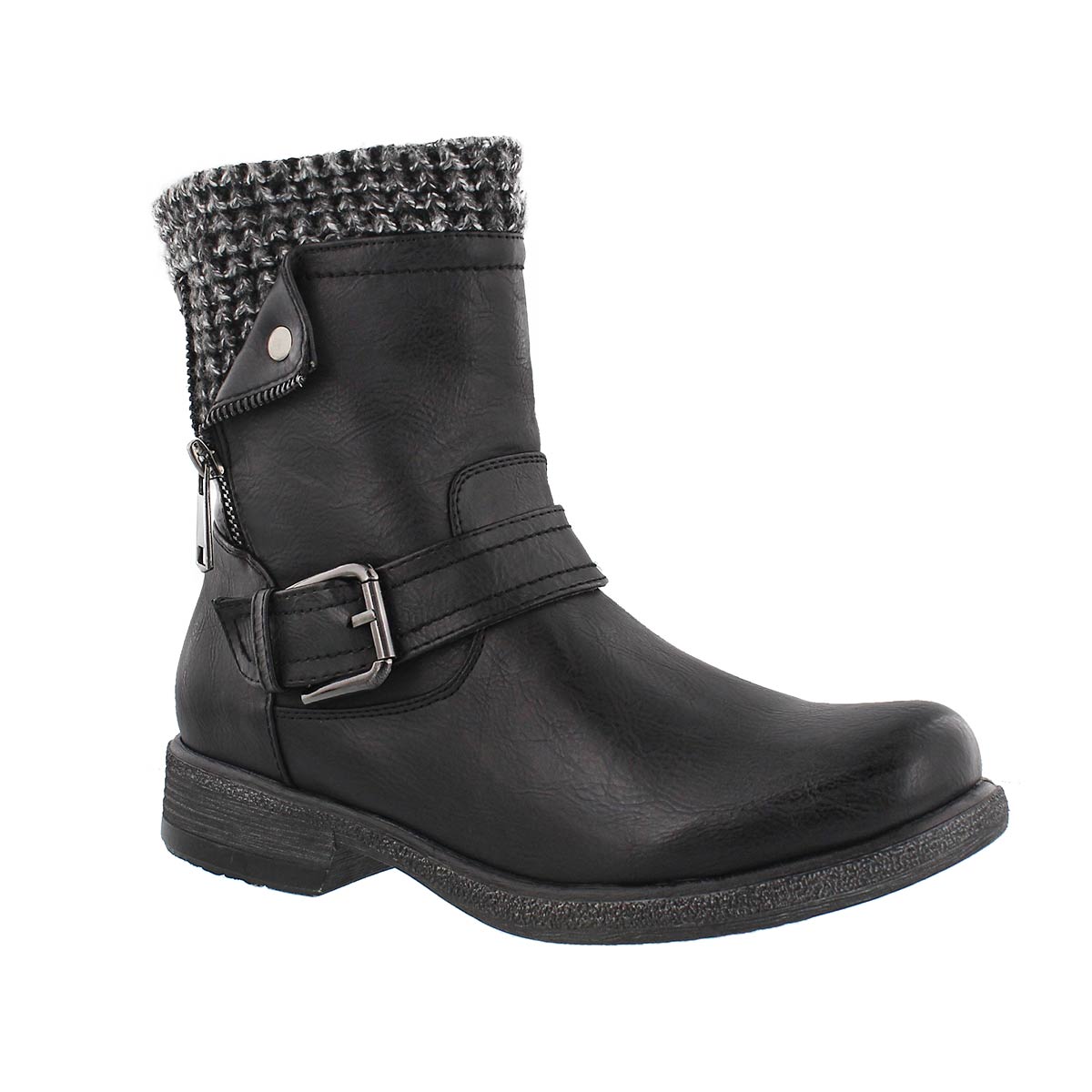 Lds Sasha black side zip combat boot