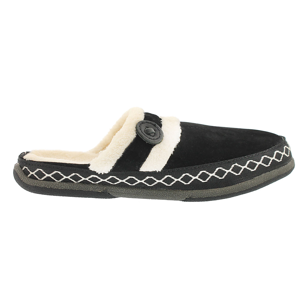 Pantoufle Savoy, microsuède noir, fem