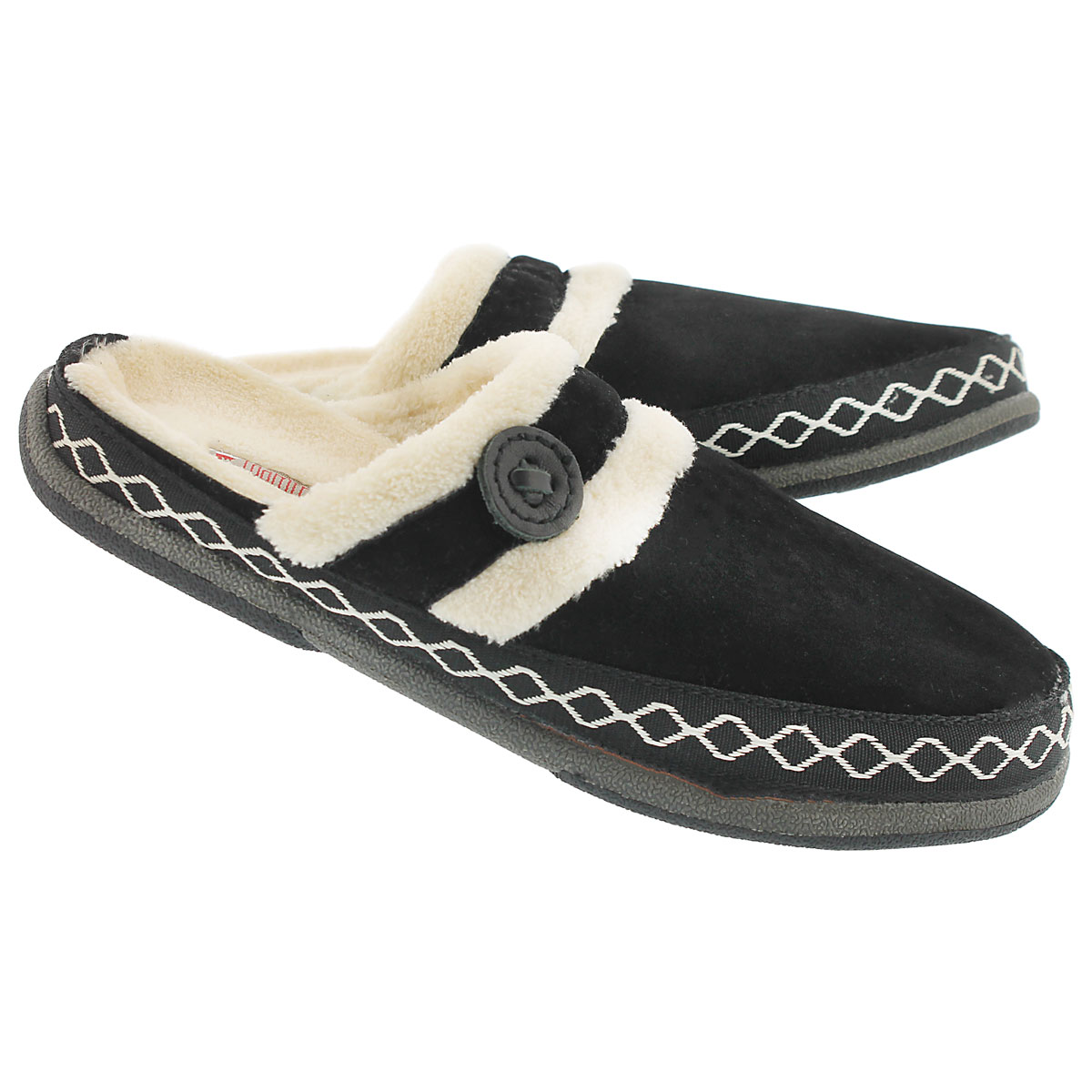 Pantoufle Savoy, microsuède noir, fem