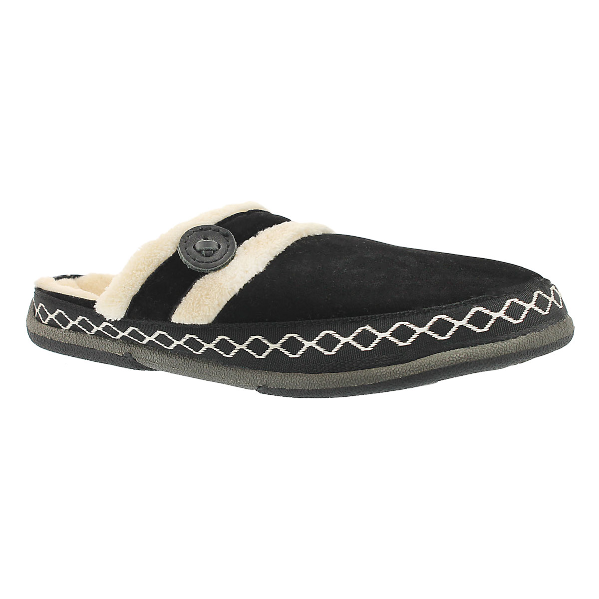 Pantoufle Savoy, microsuède noir, fem