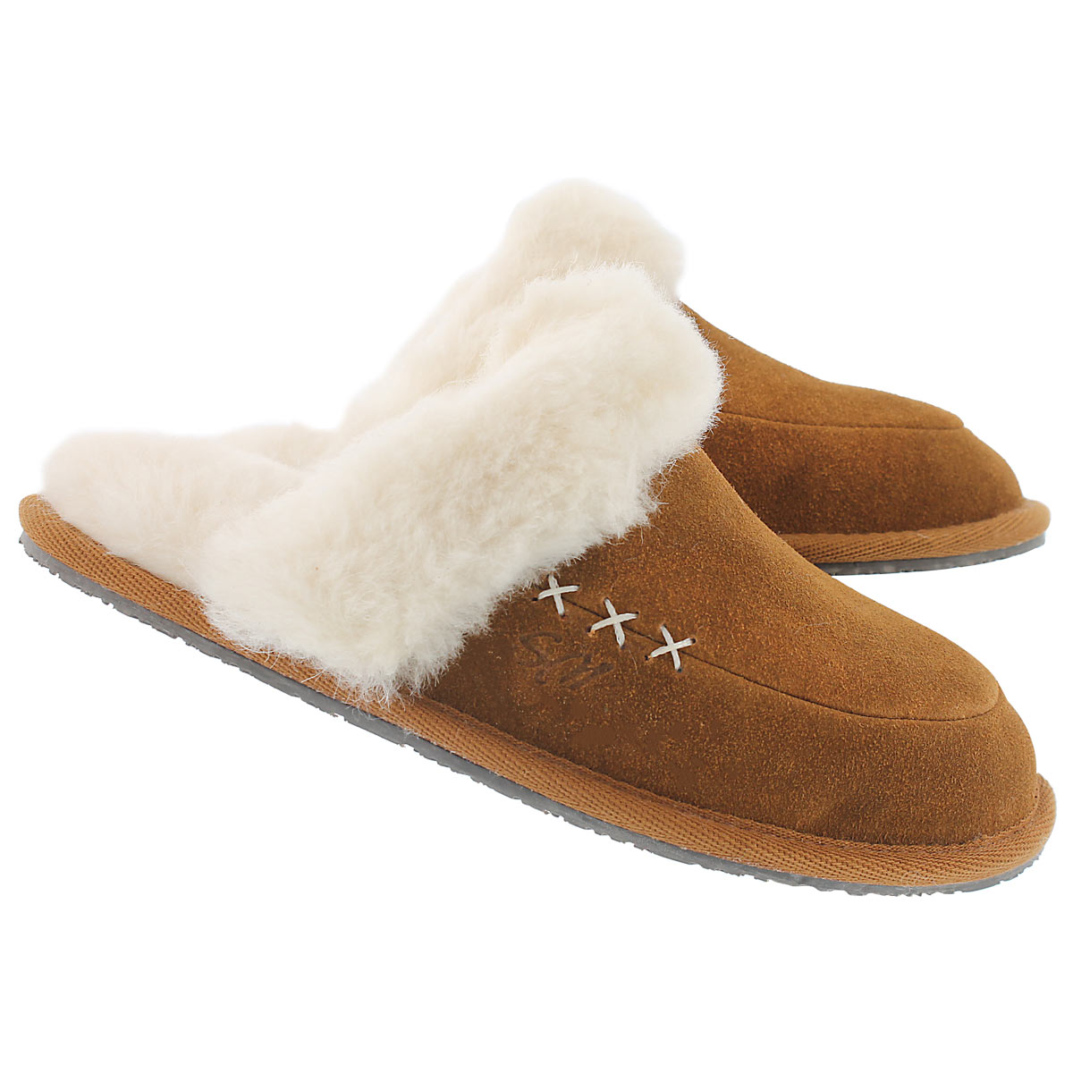 Lds Scarlett chestnut mem. foam slipper