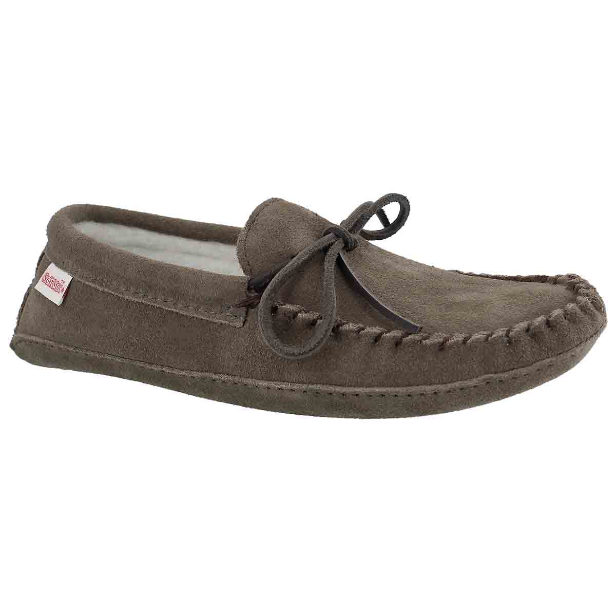 Men's smoke suede lined w/memory foam moccasins