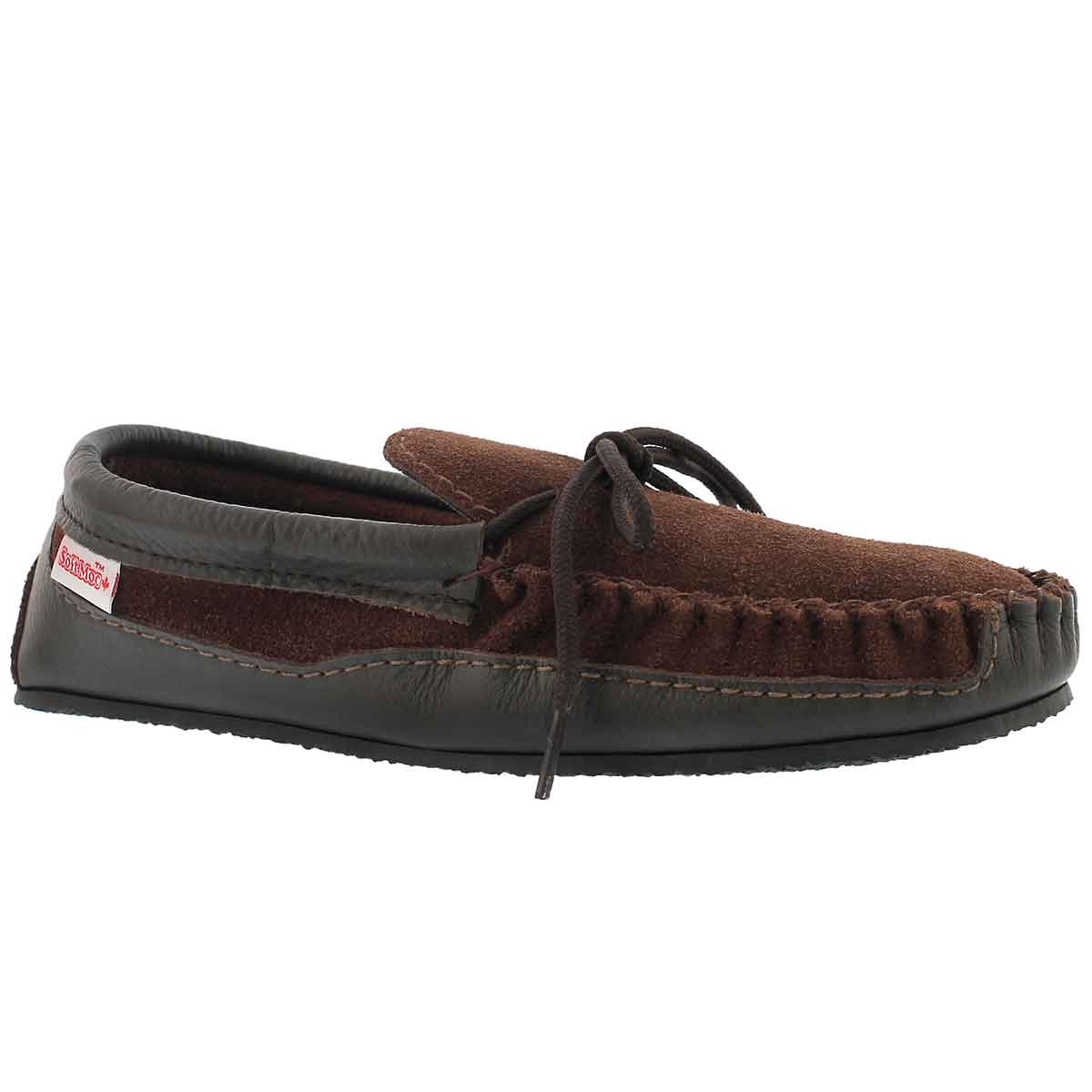 Men's brown crepe sole w/memory foam moccasin