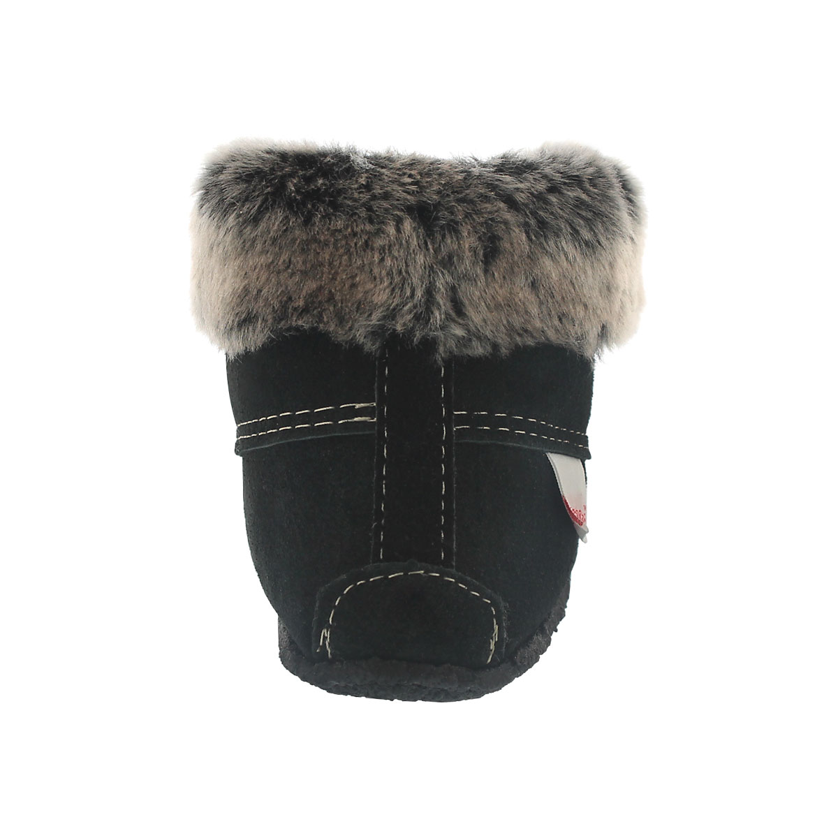 Lds hi cut black suede fur collar moc