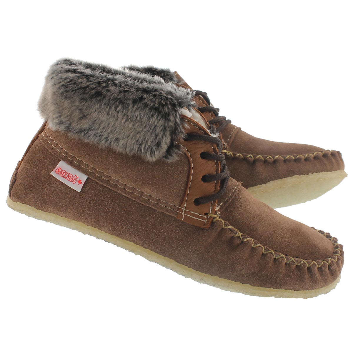Moc col fourrure HI CUT,suède tabac, fem