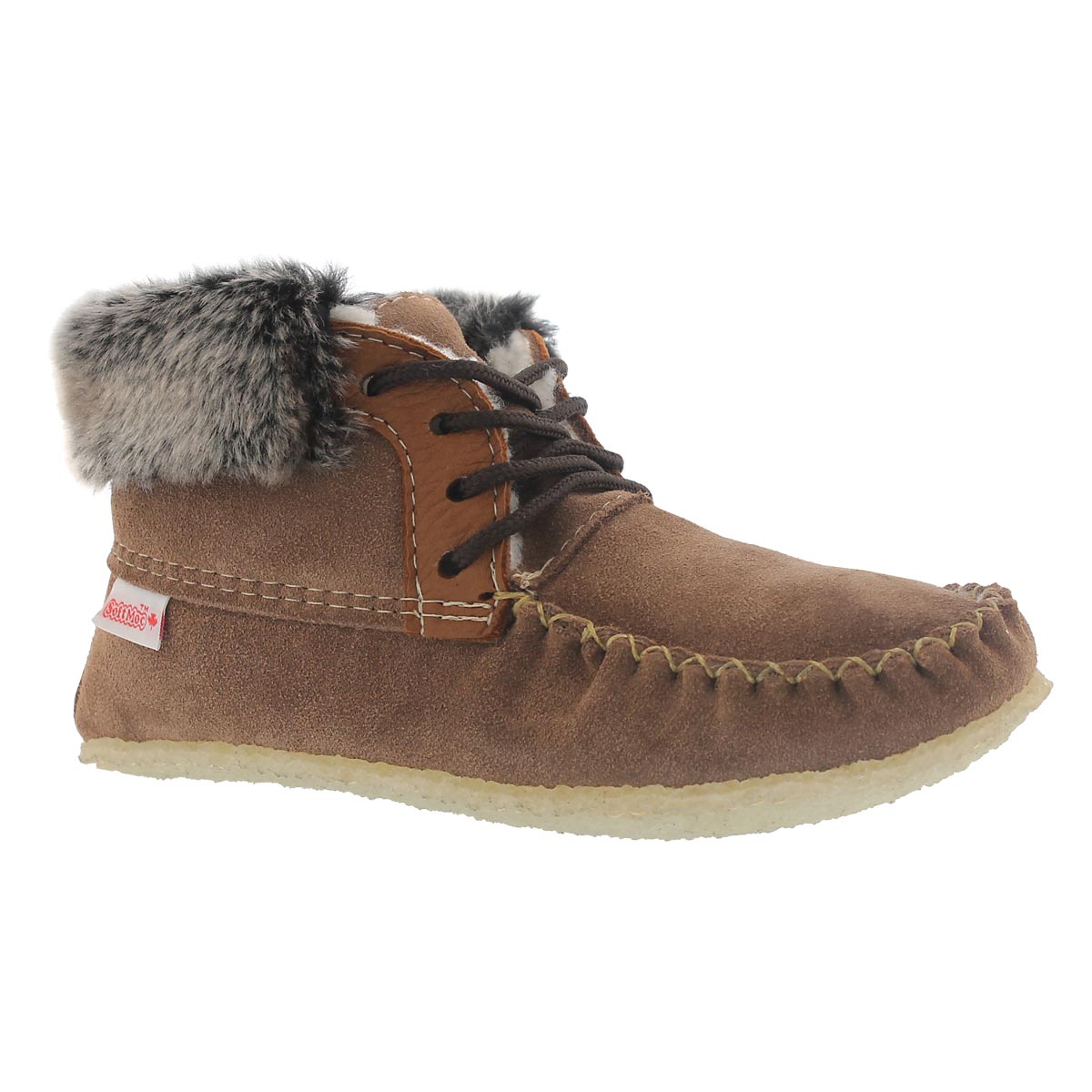 Moc col fourrure HI CUT,suède tabac, fem