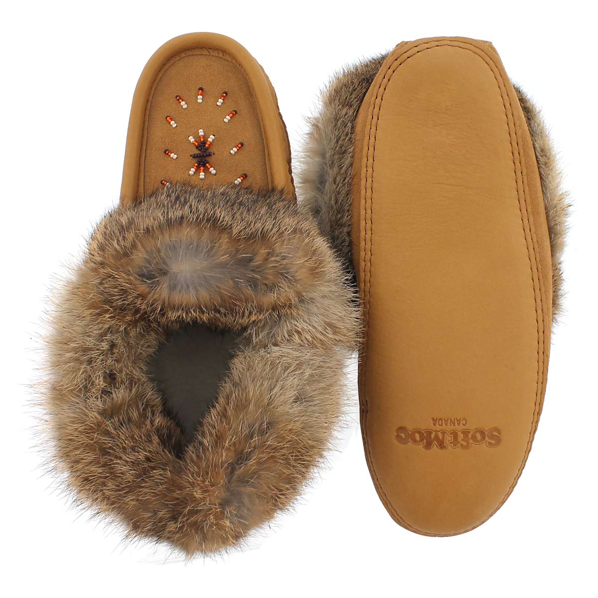 Lds tan rabbit fur moccasin