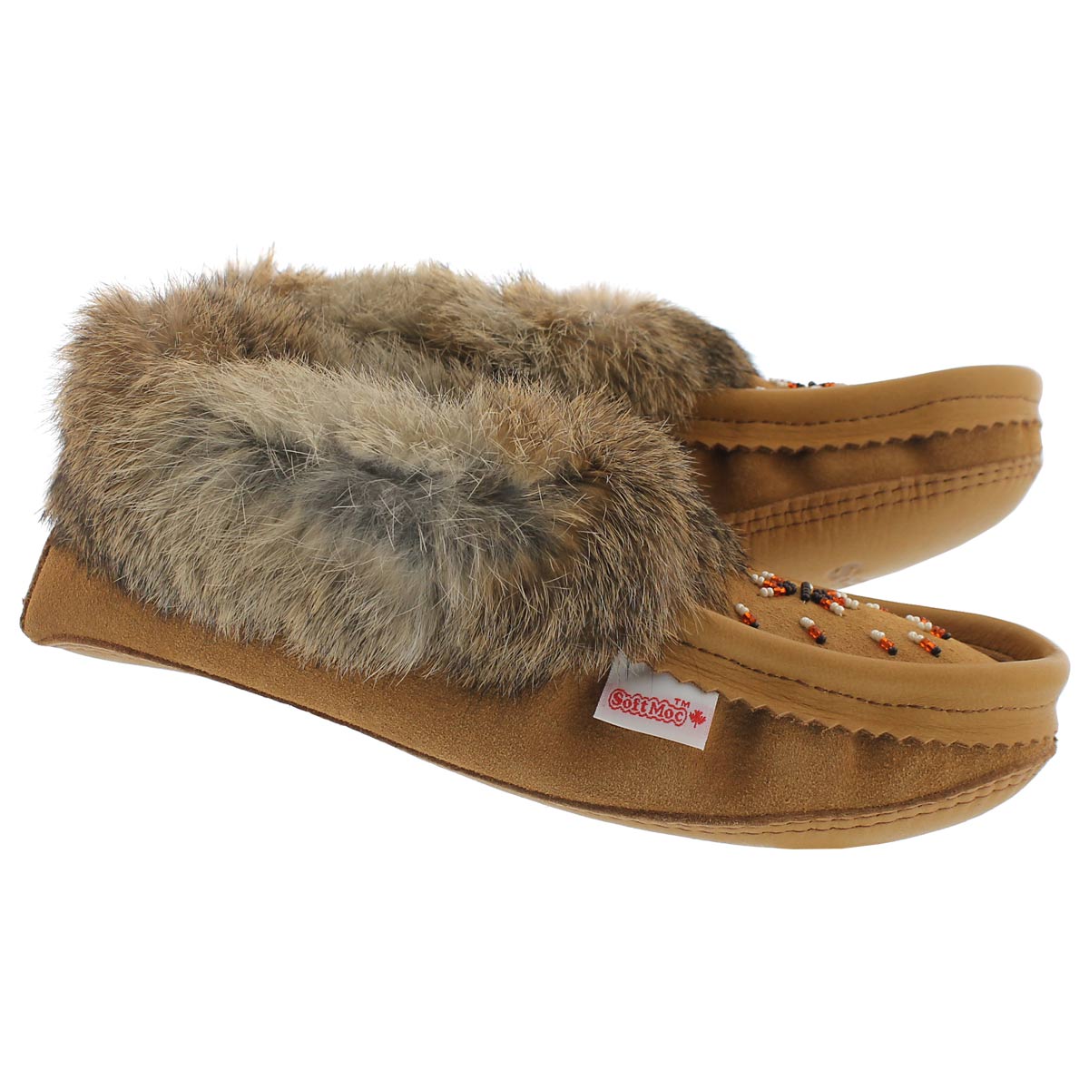 Lds tan rabbit fur moccasin