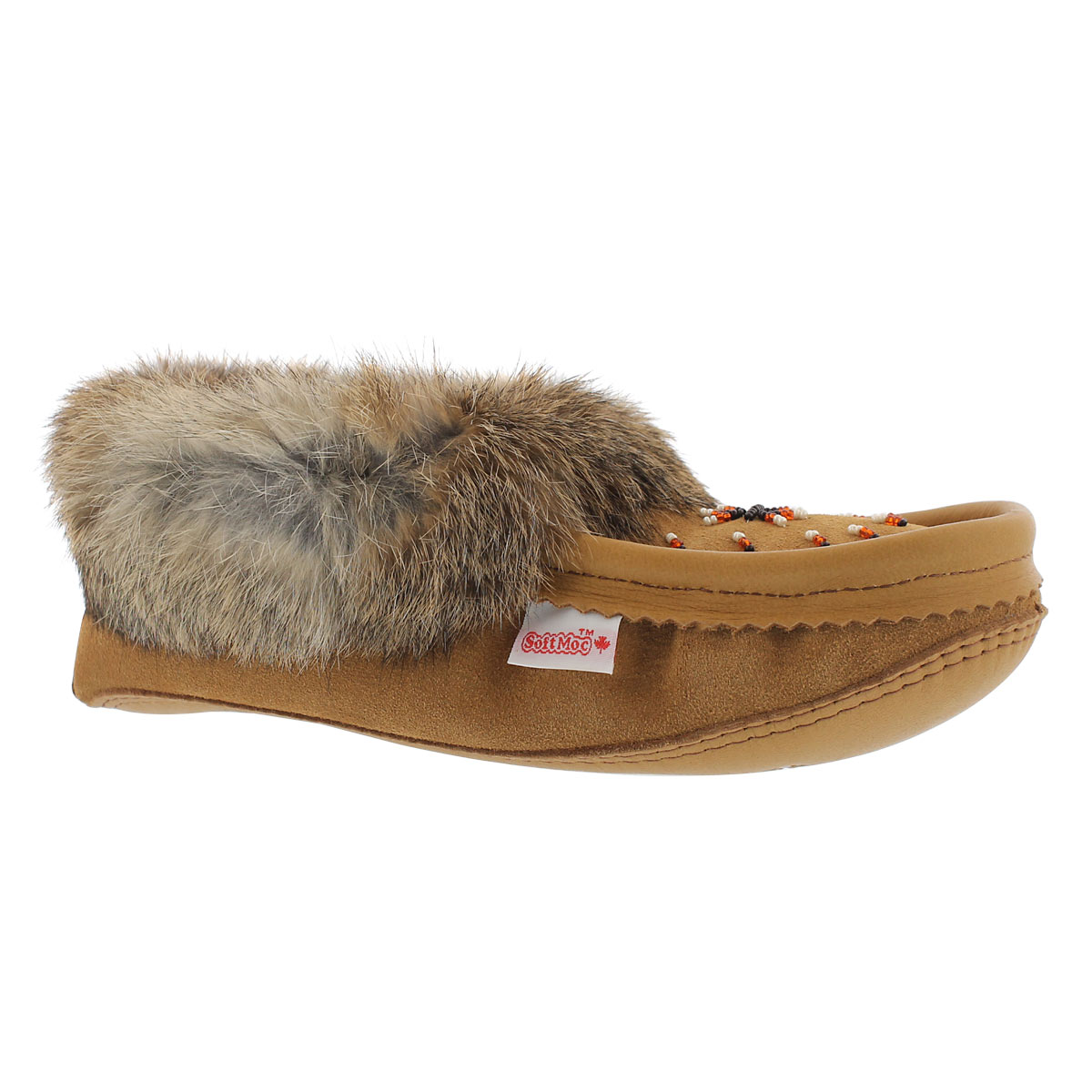 Lds tan rabbit fur moccasin