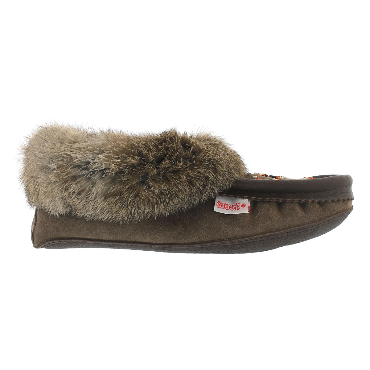 Mocassin av fourrure lapin, fumée, fem