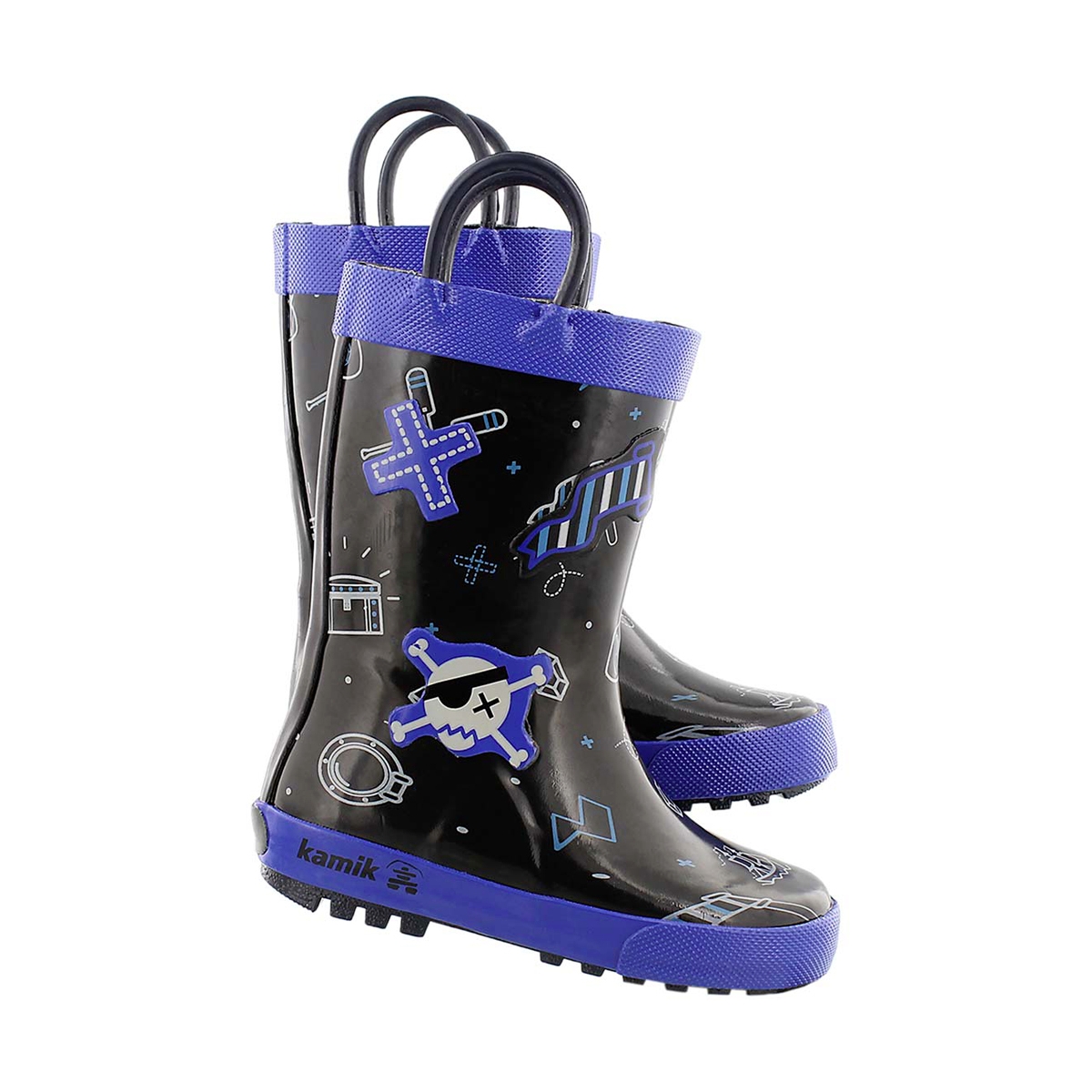 Bys Shipwreck black printed rain boot