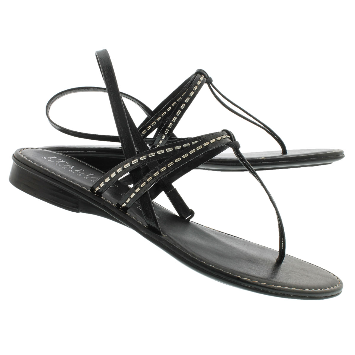Lds Skittle black t-strap sandal