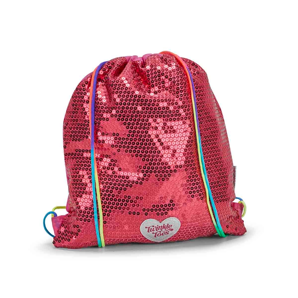 Girls TWINKLE TOES pink drawstring backpack