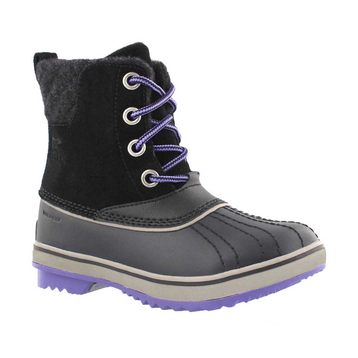 Girls' SLIMPACK II LACE black waterproof boots