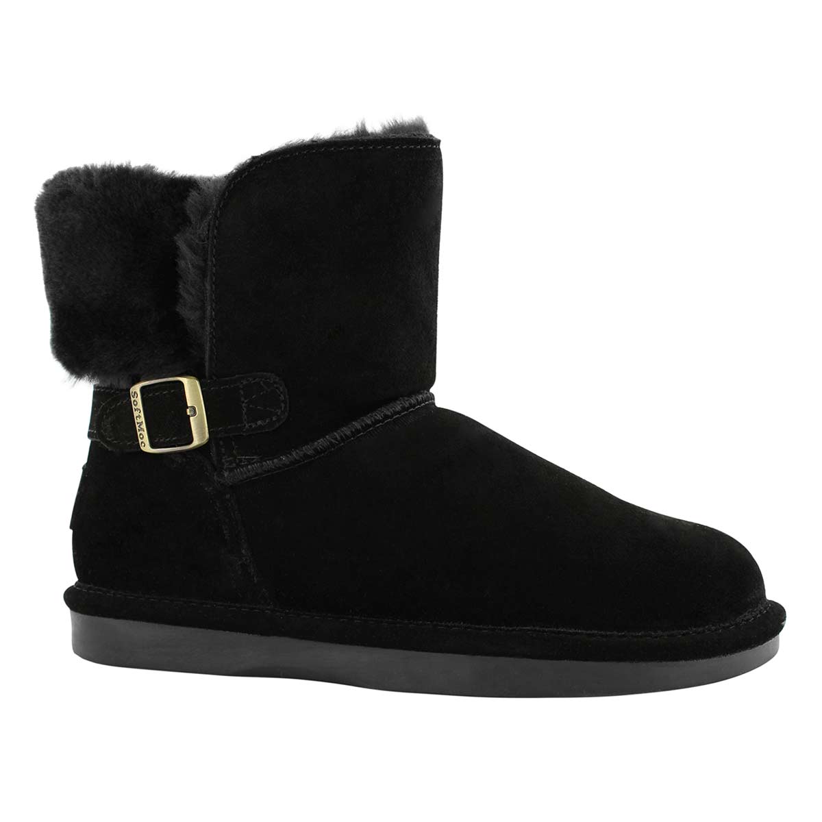 Lds Smocs Buckle black suede boot