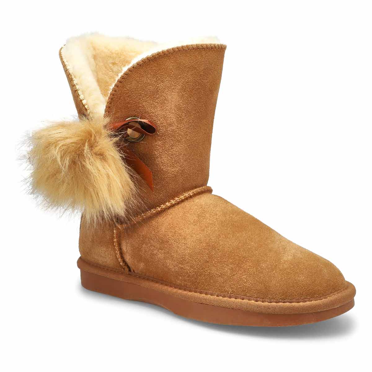 Bottes Smocs Pom, châtain, suède, femmes
