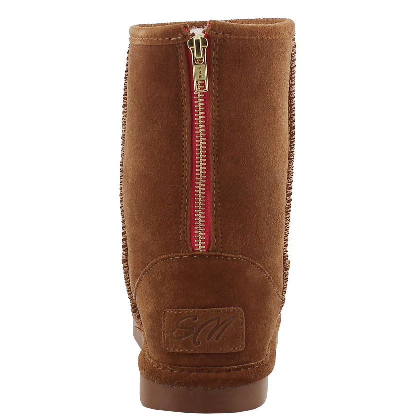 Lds Smocs Zip spice suede boot