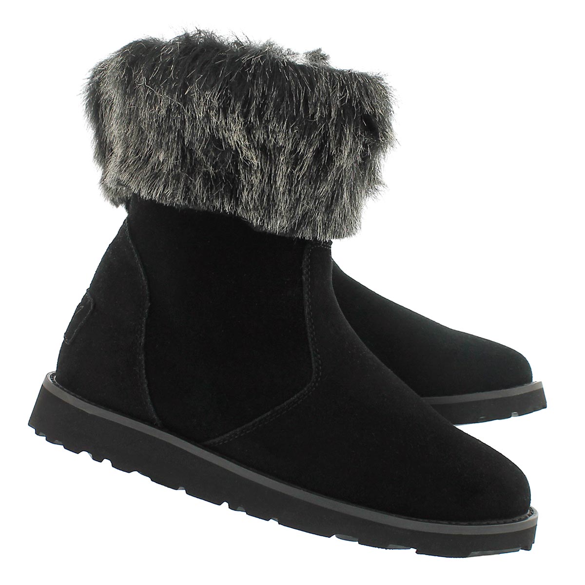 Lds Smocs 5 Fur black suede boot