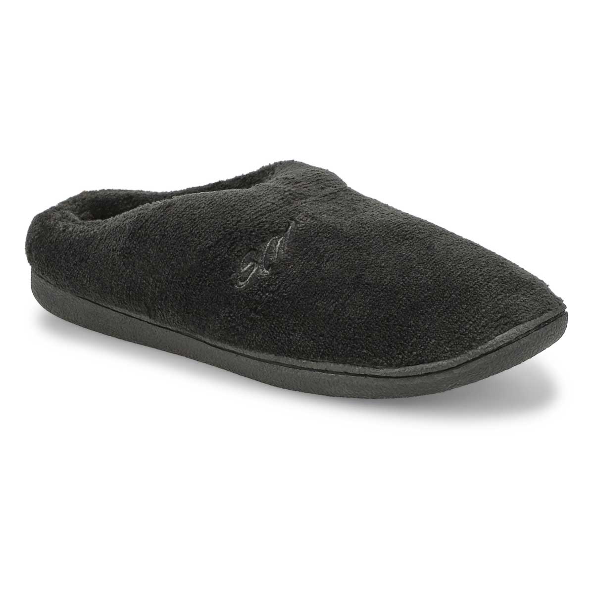 Lds Snuggle blk open back mem foam slpr