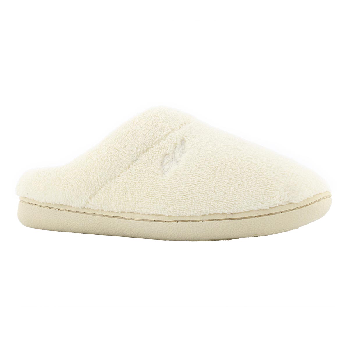 Lds Snuggle wht open back mem foam slpr
