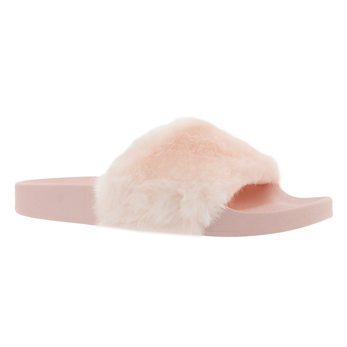 Women's SOFTEY pink faux fur slide sandals