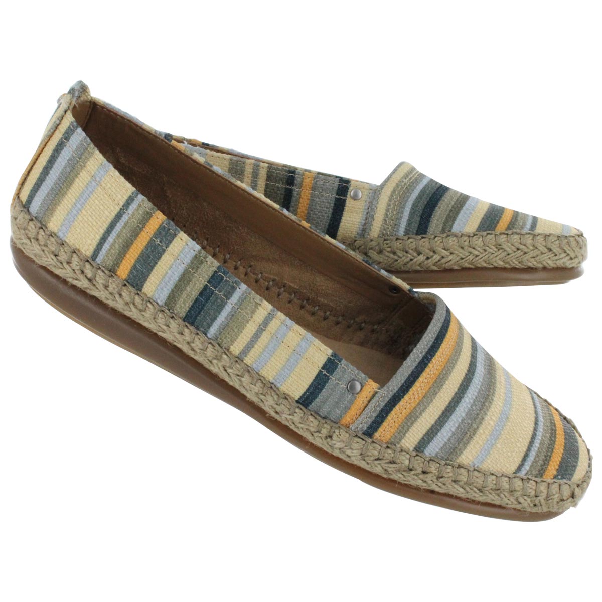 Lds Solitaire green stripes canvs flat